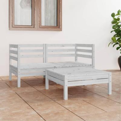 3-delige Loungeset massief grenenhout wit 3-delige Loungeset massief grenenhout wit