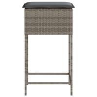 Tuinbarkrukken met kussens 2 st poly rattan grijs - thumbnail