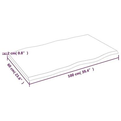 Tafelblad natuurlijke rand 100x60x2 cm massief eikenhout