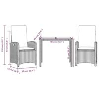 3-delige Tuinset met kussens poly rattan zwart - thumbnail