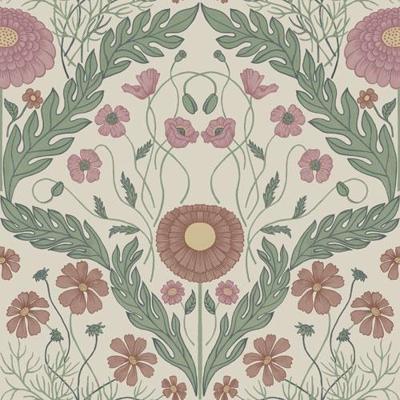 Dutch Wallcoverings Blomstermala - Marguerite Grn/Pnk - Groen/Roze