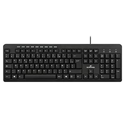 Bluestork Geavanceerd bekabeld toetsenbord, elegant met 10 multimedia-hotkeys, compatibel met Windows Azerty Frans.