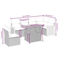 7-delige Loungeset met kussens poly rattan zwart - thumbnail