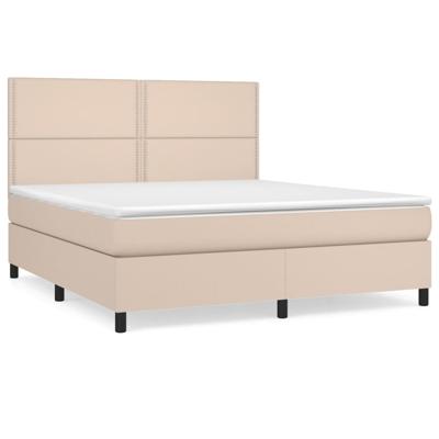 Boxspring met matras kunstleer cappuccinokleurig 200x200 cm