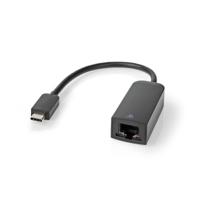 Nedis USB-C-adapterkabel | Type-C Male - RJ45 Female | 1 Gbit | 0,2 m | Zwart - thumbnail