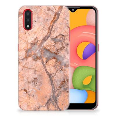 Samsung Galaxy A01 | TPU | Siliconen hoesje | Marmer Oranje Samsung Galaxy A01 | TPU | Siliconen hoesje | Marmer Oranje
