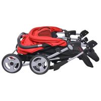 Tweelingwagen staal rood en zwart - thumbnail