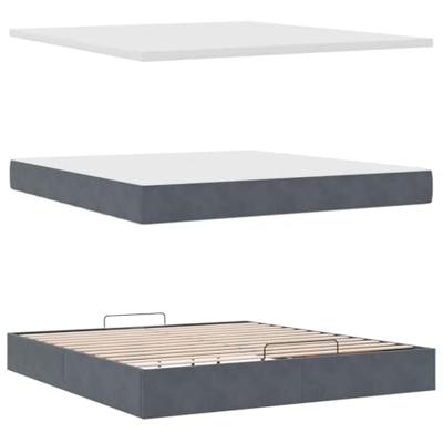 Ottoman bed met matras 160x200cm fluweel donkergrijs