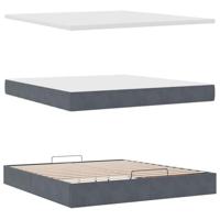 Ottoman bed met matras 160x200cm fluweel donkergrijs - thumbnail