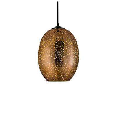 Ovale LED Hanglamp met Koperkleurig 3D-Glas - E27 Fitting