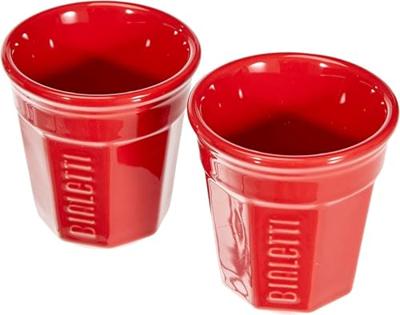 Italiaanse koffiezetmachine set + 2 kopjes - BIALETTI - Mini-express - Roestvrij staal / Rood