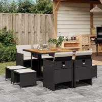9-delige Tuinset poly rattan zwart - thumbnail
