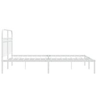 Bedframe met hoofdbord metaal wit 140x190 cm - thumbnail