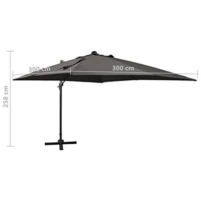 VidaXL Zweefparasol met paal en led-verlichting 300 cm antracietkleur