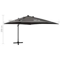 VidaXL Zweefparasol met paal en led-verlichting 300 cm antracietkleur - thumbnail
