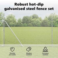 VidaXL Afrasteringspaal zilver 10 x 1,5 m (16 x 16 mm gaas) staal - thumbnail