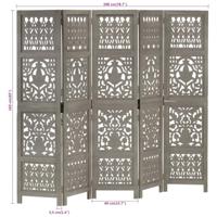 vidaXL Kamerscherm 5 panelen handgesneden 200x165 cm mangohout grijs - thumbnail