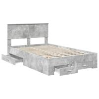 Bedframe met hoofdeinde Beton Grijs 120 x 190 cm Bewerkt hout - thumbnail