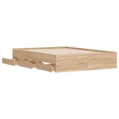 Bedframe met lades bewerkt hout sonoma eikenkleurig 120x200 cm