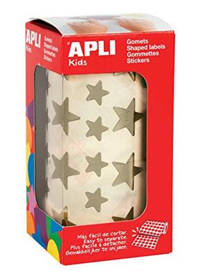 Apli Kids stickers op rol, ster, 2360 stuks, metallic goud