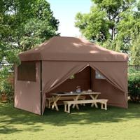 VidaXL Partytent inklapbaar pop-up met 4 zijwanden bruin - thumbnail