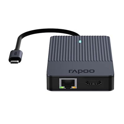 Rapoo USB-C Multiport Adapter, 10-in-1, grijs Desktop accessoire Zwart - thumbnail