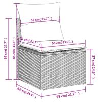 9-delige Loungeset met kussens poly rattan zwart - thumbnail