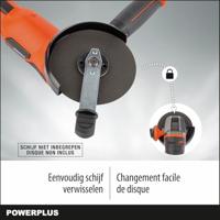 Draadloze hoekmolen 20V Ø115mm + Progressive Start - Dual Power POWDP35100 - geleverd zonder batterij of oplader - thumbnail