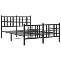 Bedframe met hoofd- en voeteneinde metaal zwart 137x190 cm - thumbnail