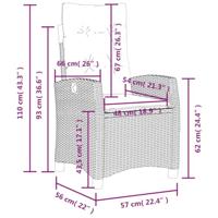 Tuinstoelen 2 st verstelbaar met kussens poly rattan beige - thumbnail