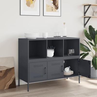 Dressoir 100,5x39x79 cm staal antracietkleurig