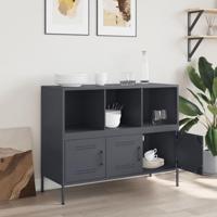 Dressoir 100,5x39x79 cm koudgewalst staal antracietkleurig - thumbnail