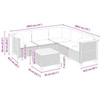 6-delige Loungeset met kussens poly rattan grijs - thumbnail