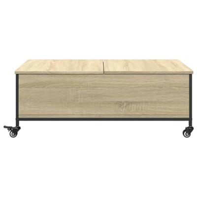 Salontafel met wielen 91x55x34 cm bewerkt hout sonoma eiken