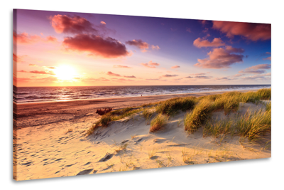Schilderij - Zee, zon, duinen, 2 maten, Premium print