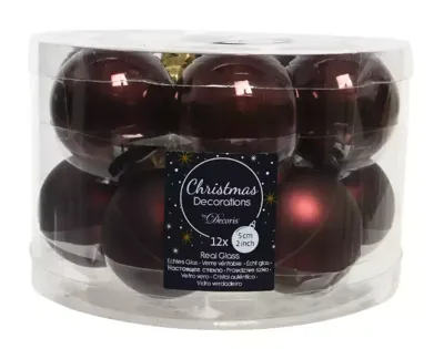 Kerstballen Glas Ø5cm Mahonie Bruin 12st