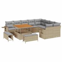 Tuinbankenset 12 pcs Beige poly rattan - thumbnail