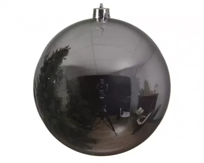 Decoris grote kerstbal plastic 25cm glans zilver