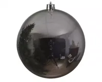 Decoris grote kerstbal plastic 25cm glans zilver - thumbnail