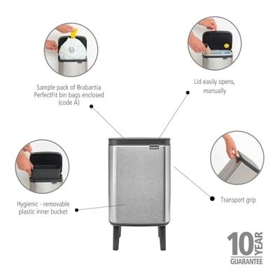 Brabantia Bo hi afvalemmer 4 liter met kunststof binnenemmer matt steel fingerprint proof