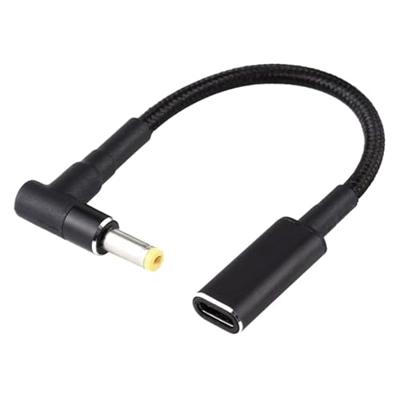 Coude 5,5 x 1,7 mm vers adaptateur USB-C/Type-C Câble tressé en nylon