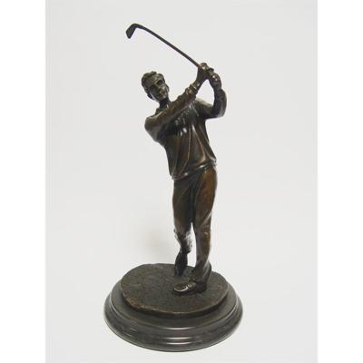 Bronzen beeld van een Golf speler Bronzen beeld van een Golf speler