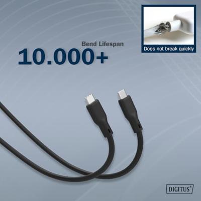 Digitus USB-C-kabel USB 3.2 Gen2 USB-C stekker 1.00 m Zwart (mat) Uitstekende verouderingseigenschappen, Flexibel, Flexibele binnenader, Bestand tegen - thumbnail