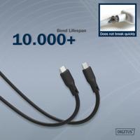 Digitus USB-C-kabel USB 4.0 USB-C stekker 1.00 m Zwart (mat) Uitstekende verouderingseigenschappen, Flexibel, Flexibele binnenader, Bestand tegen wisselende - thumbnail