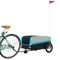 Fietstrailer 45 kg ijzer zwart en blauw - thumbnail