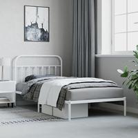 Bedframe met hoofdbord metaal wit 107x203 cm - thumbnail