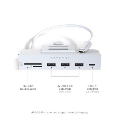 Satechi USB-C Clamp hub iMac 24" - Silver