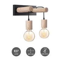 Light depot - wandlamp Billy 2 lichts - hout / metaal - Outlet - thumbnail