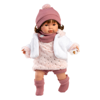 Dreumespop Carla met roze winteroutfit - 42 cm - thumbnail