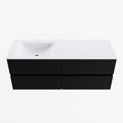 MONDIAZ VICA 130cm badmeubel onderkast Urban 4 lades. Wastafel CLOUD links 1 kraangat, kleur Talc.